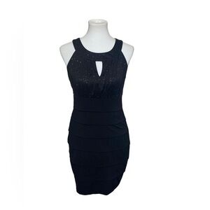 En Focus Ladies Halter Sleeveless Sheath Sparkly LBD Size‎ 10P
